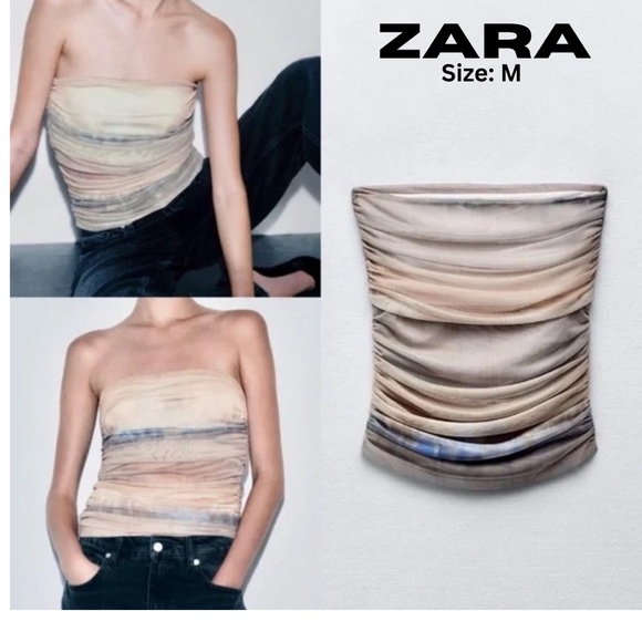 Zara Renaissance Ruched Strapless Tube Top - Picture 1 of 3